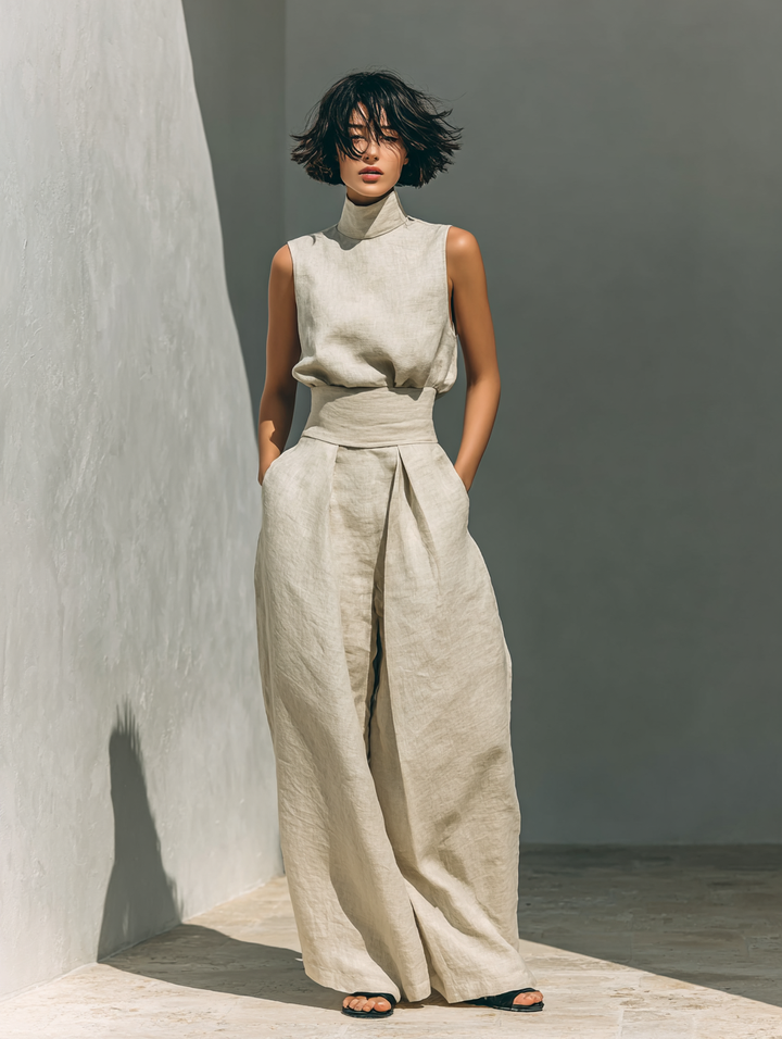 Venancia™ | Minimalist Top and Wide-Leg Pants Set