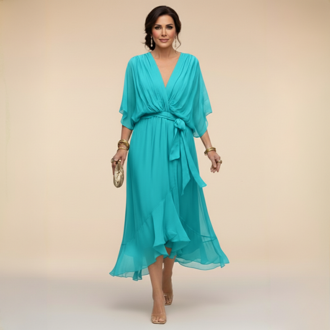 ELVENA™ | V-Neck Midi Dress