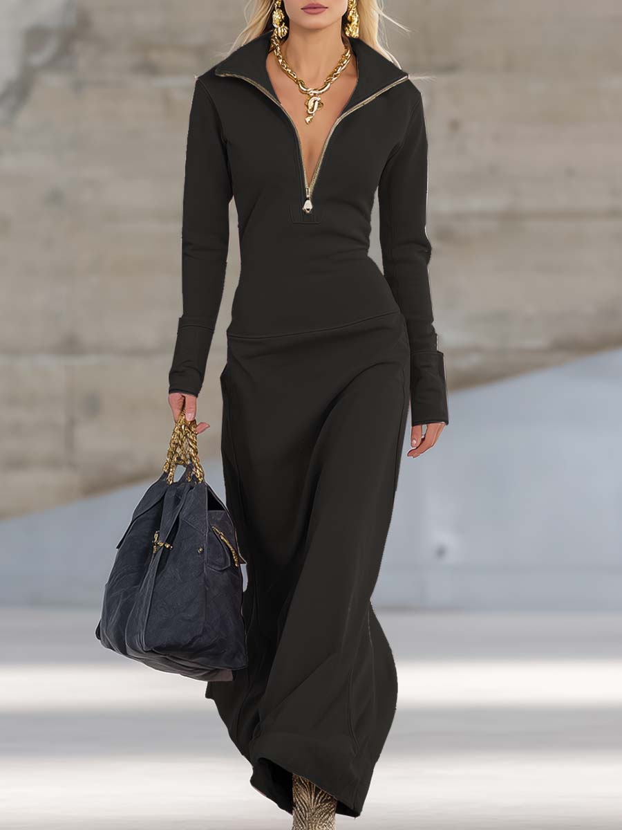 Amelia - Sports Dress with Zip and V-Neck