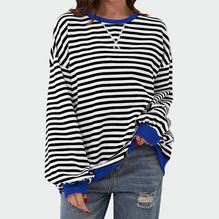 Olivia – Casual Long Sleeve Round Neck Striped Sweatshirt
