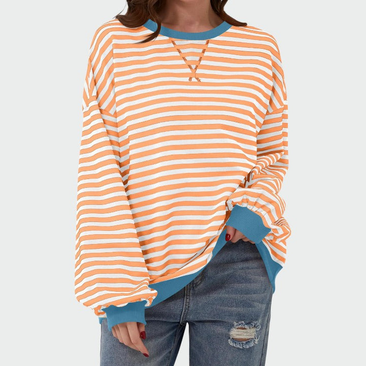 Olivia – Casual Long Sleeve Round Neck Striped Sweatshirt