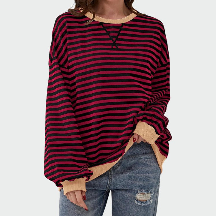 Olivia – Casual Long Sleeve Round Neck Striped Sweatshirt