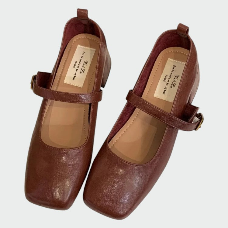Olivia – Square Tip High Heeled Mary Jane Shoes