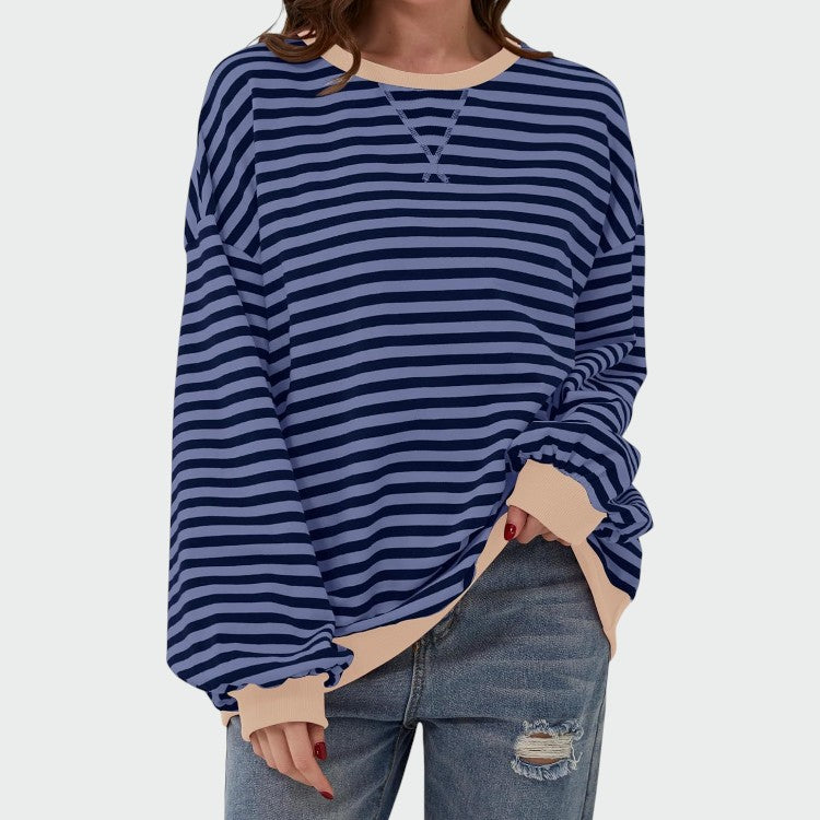 Olivia – Casual Long Sleeve Round Neck Striped Sweatshirt