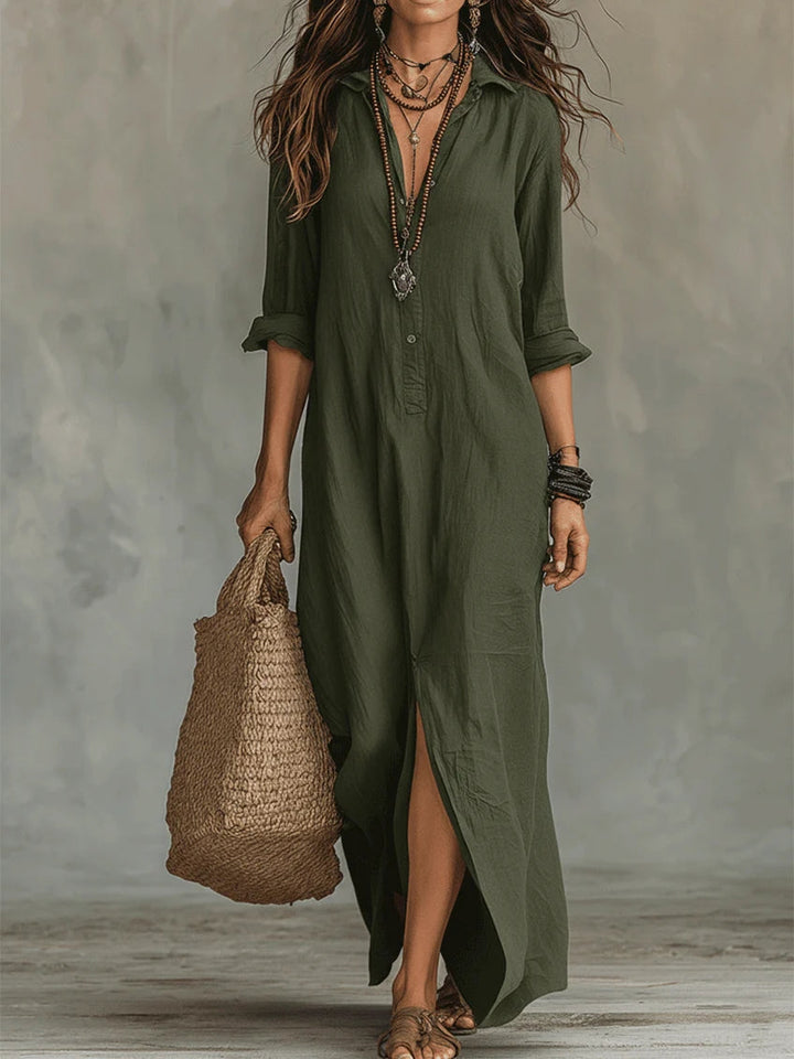 Andrea | Long black dress with buttons