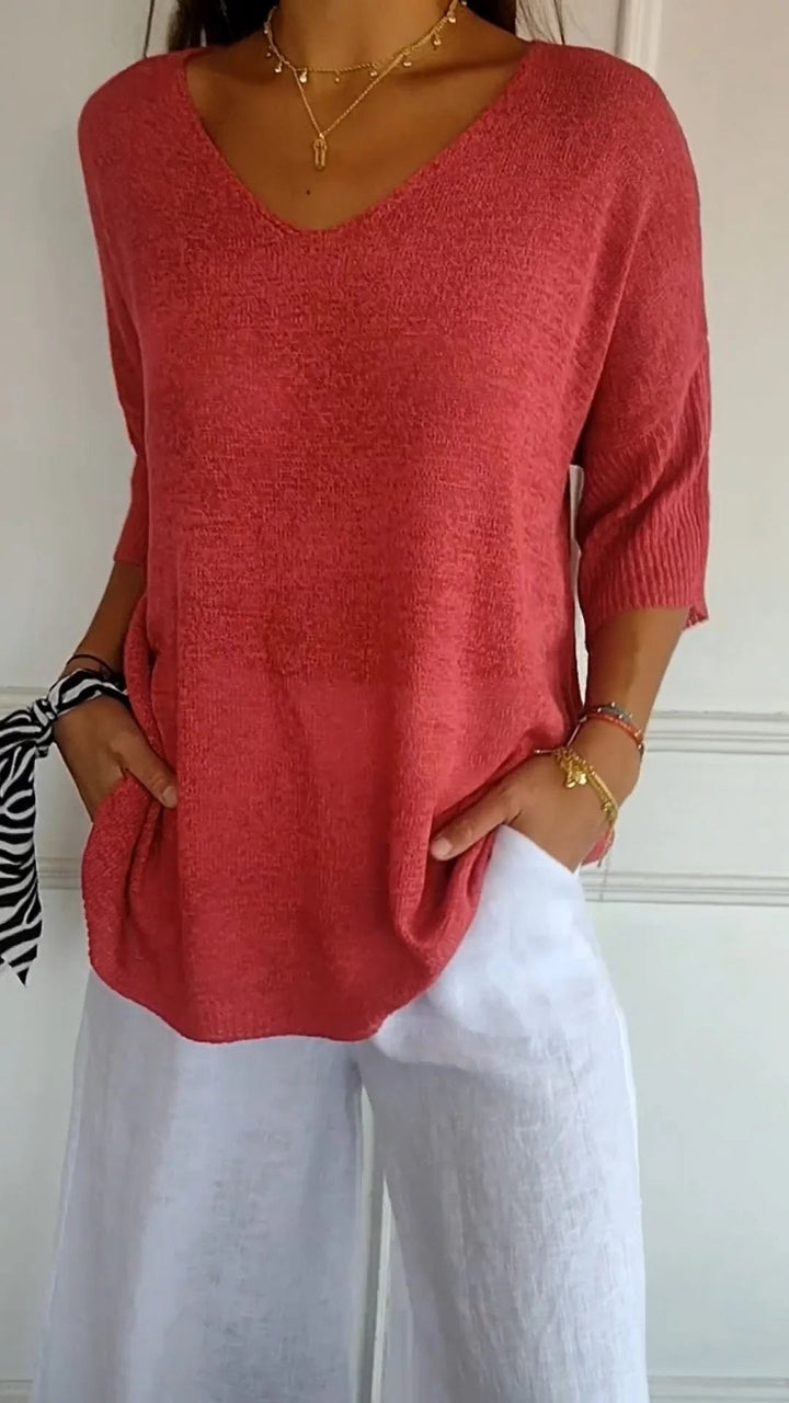 Anna - Knitted top with V-neck