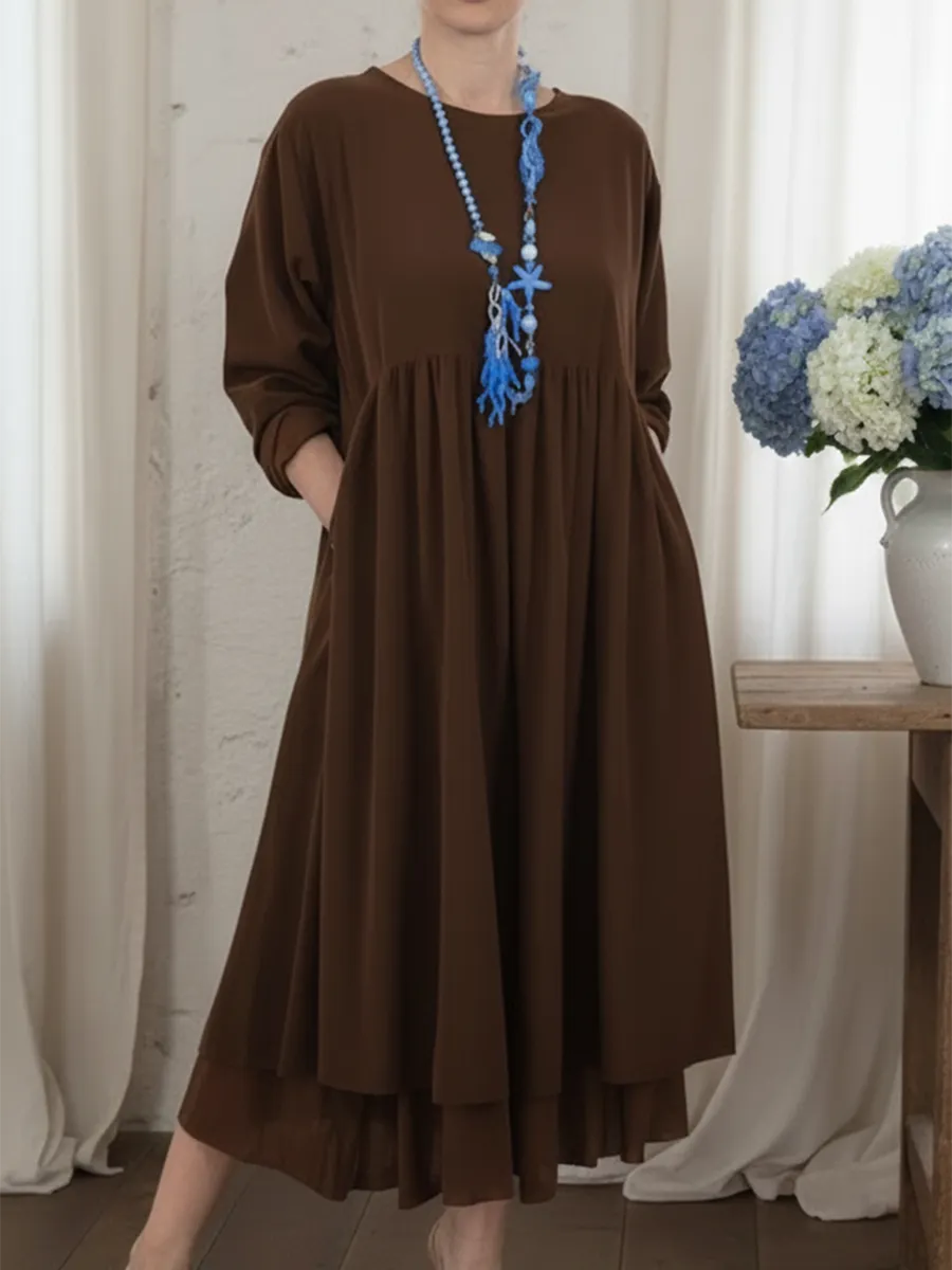 Isabel - Loose Women’s Midi Dress with Double Hem