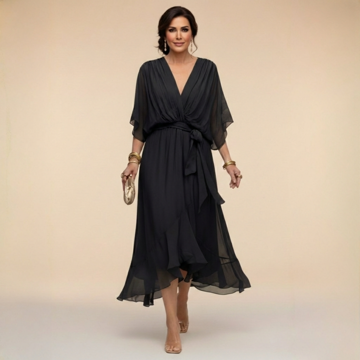 ELVENA™ | V-Neck Midi Dress