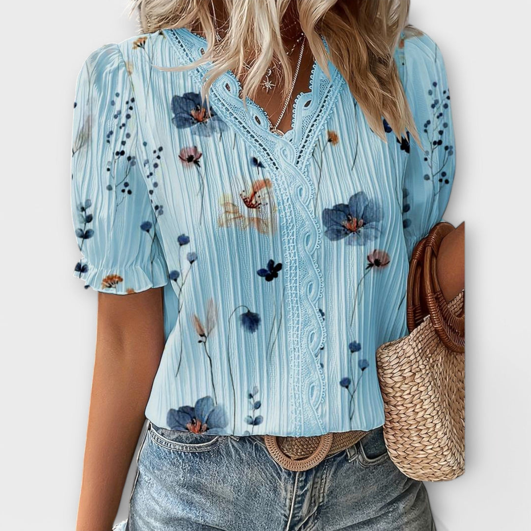 Emily - Fashionable Blouse with Pointed Neckline