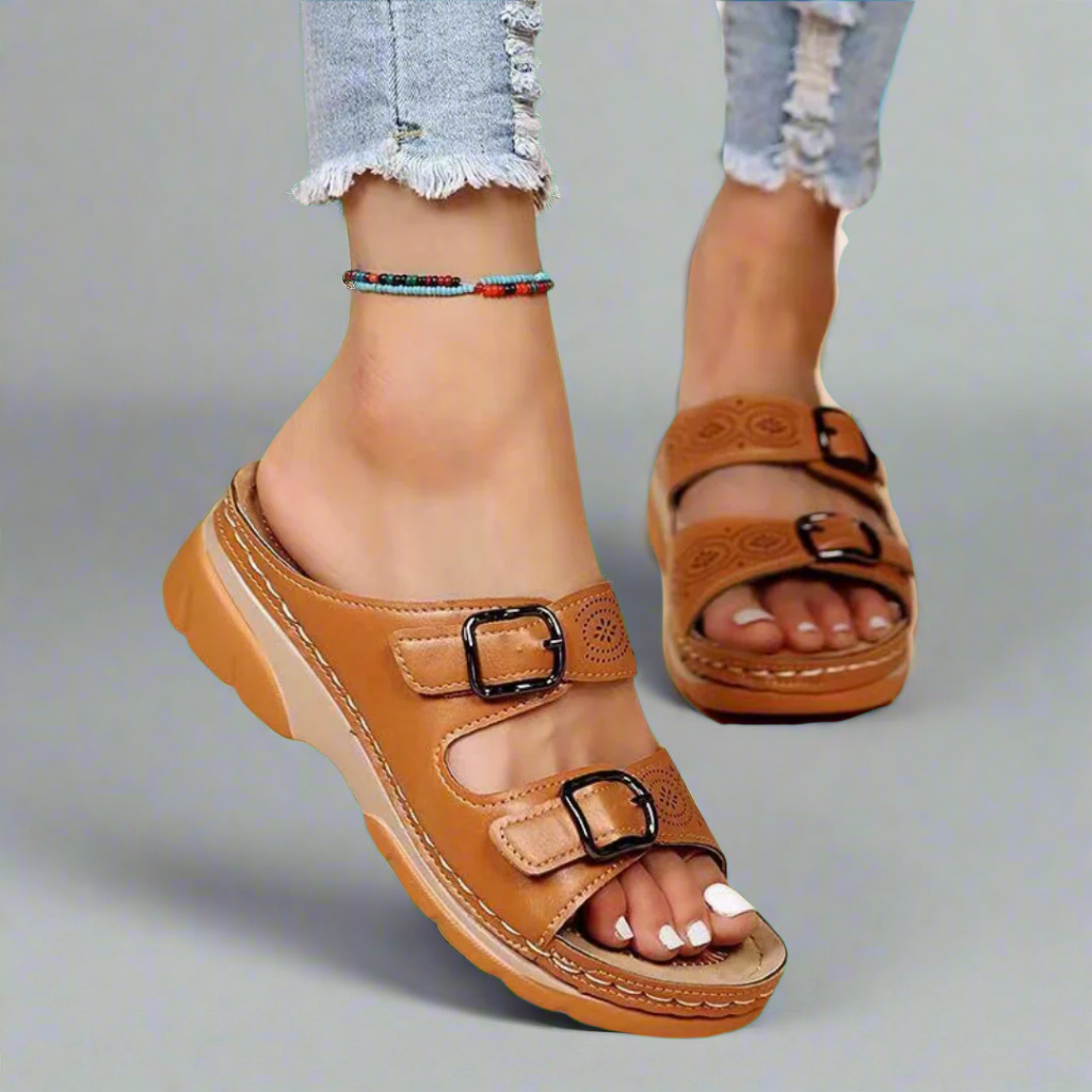 Dorothee | Wedge Sandals with Double Strap – Comfortable and Stylish