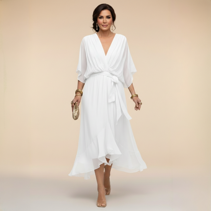 ELVENA™ | V-Neck Midi Dress