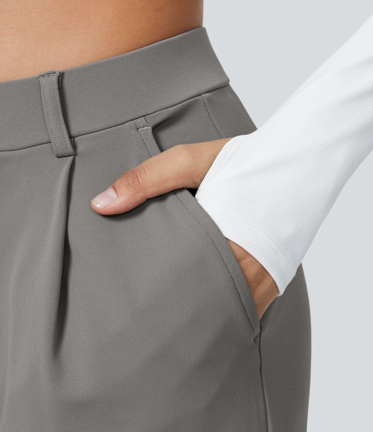 ColaTek Air™ Flared Trousers with High Waist and Side Zip Pockets