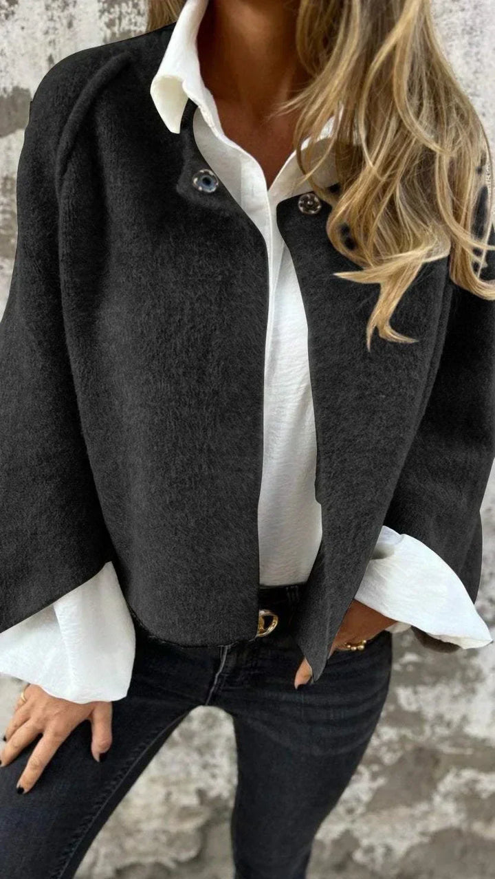 Celeste™ - Wool Coat with Round Collar and Long Sleeves