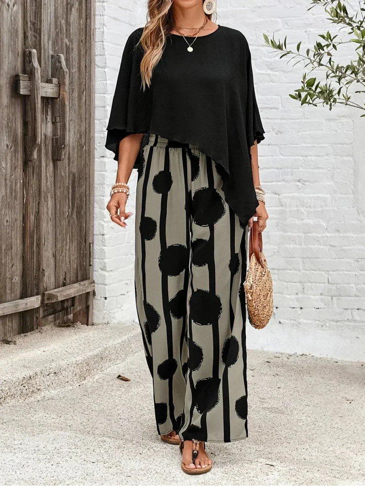 Valeriana™ | Asymmetric Top and Boho Pants Set