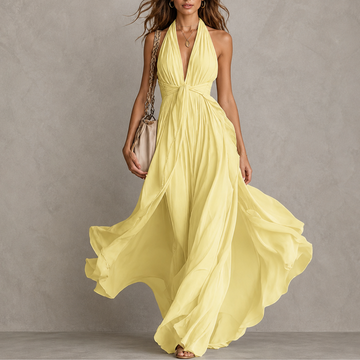 ELVENA™ | Halter Chiffon Maxi Dress