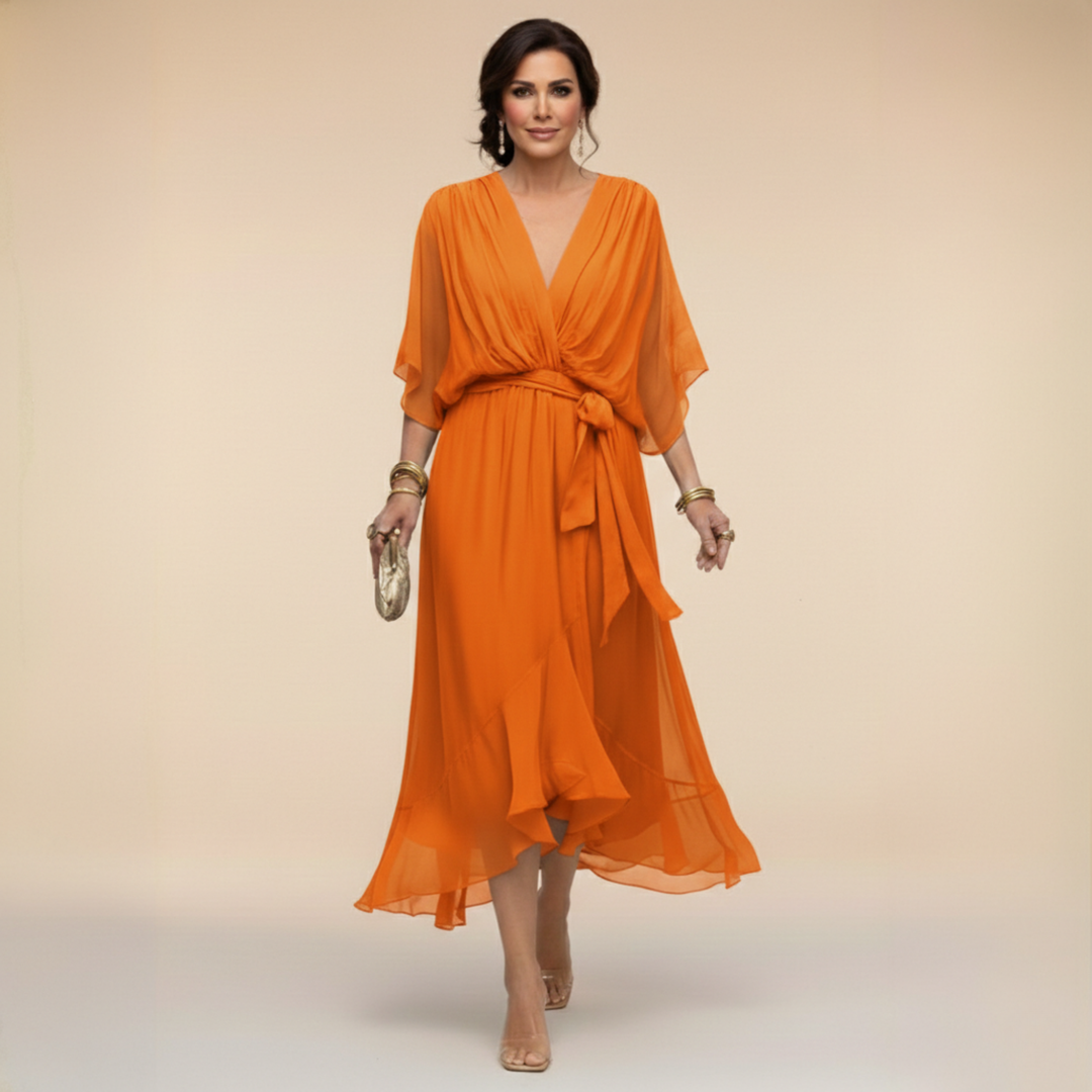 ELVENA™ | V-Neck Midi Dress