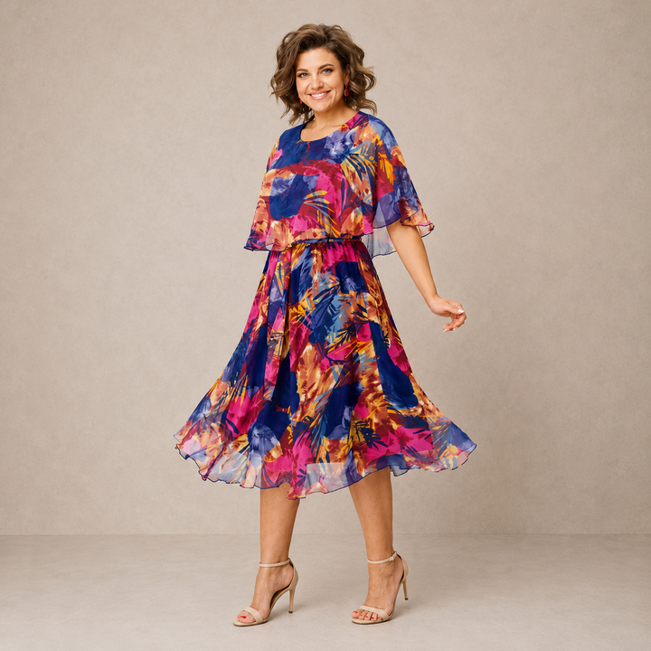 ELVENA™ | Colorful Floral Midi Dress