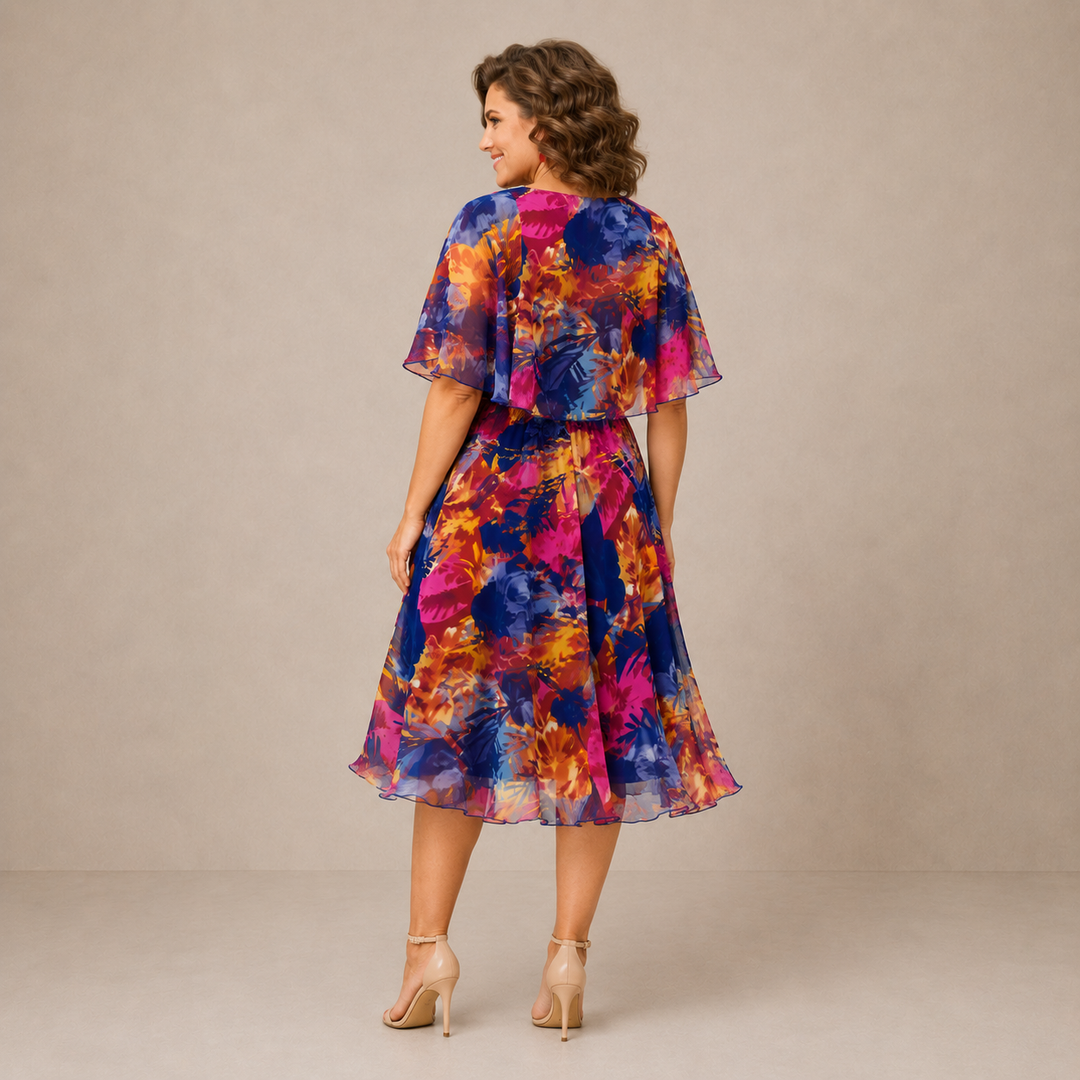 ELVENA™ | Colorful Floral Midi Dress