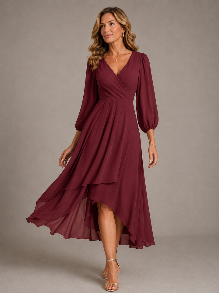 Mia™ | Elegant V-neck Long Dress