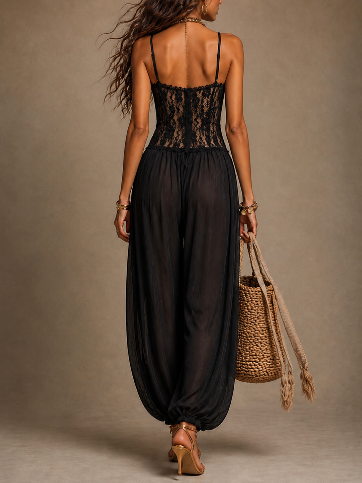 Laia - Halter Jumpsuit with Fluid Lace