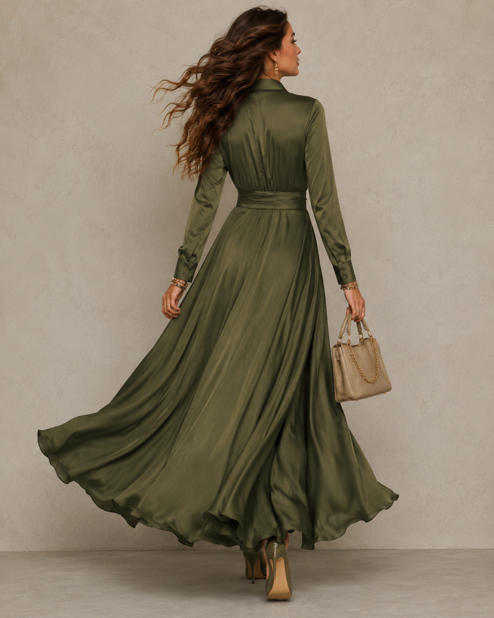 ELVENA™ | Ruched Shirt Midi Dress