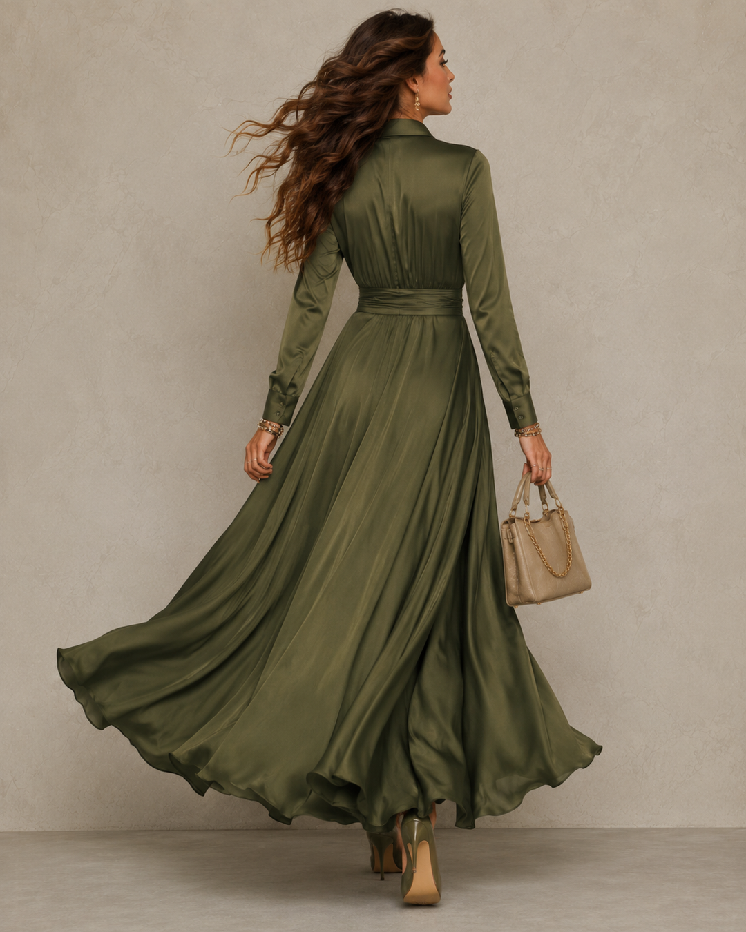 ELVENA™ | Green Wrap Maxi Dress