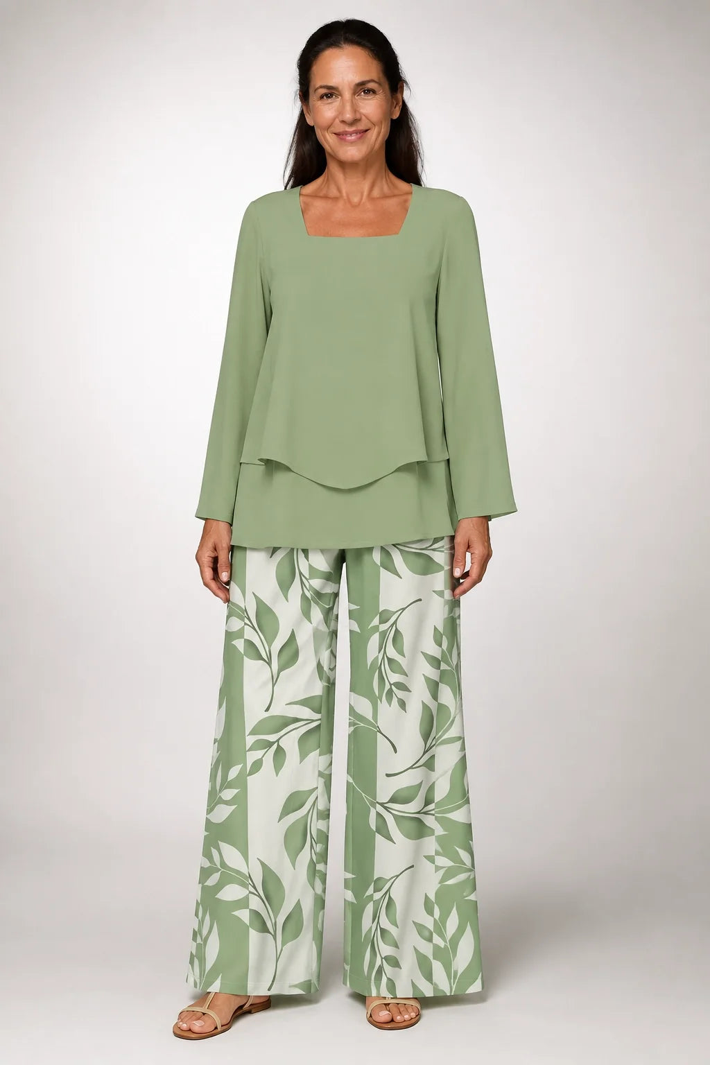 Esperanza™ | Green Set with Leaf-Print Pants