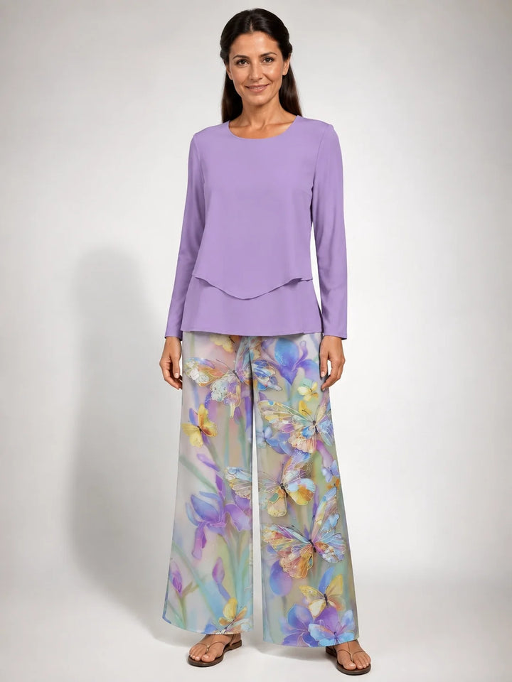 Otilia™ | Lilac Set with Floral Pants