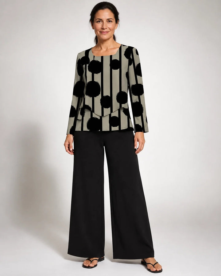 Leocadia™ | Polka Dot Set with Black Pants