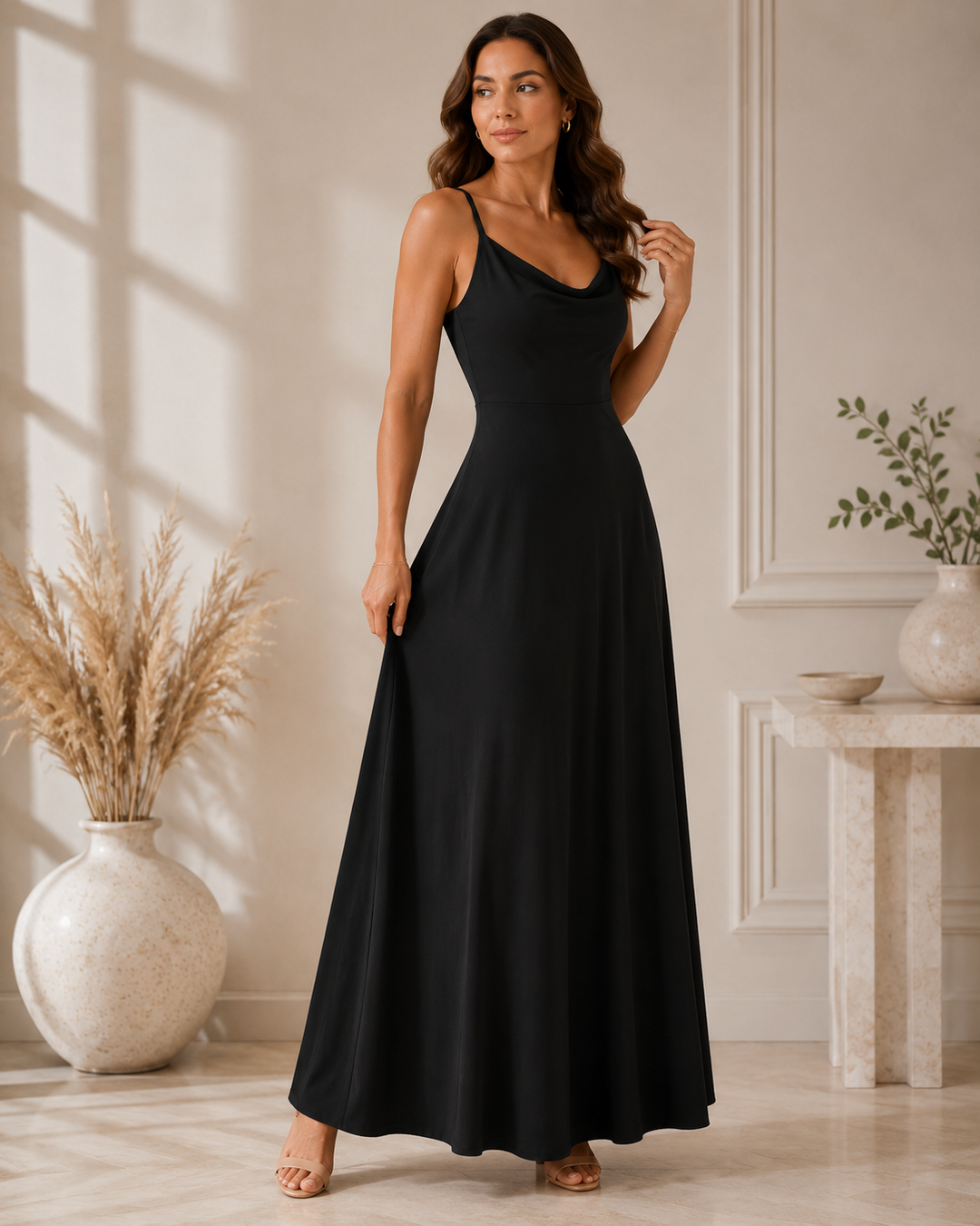 ELVENA™ | Cowl-Neck Maxi Dress
