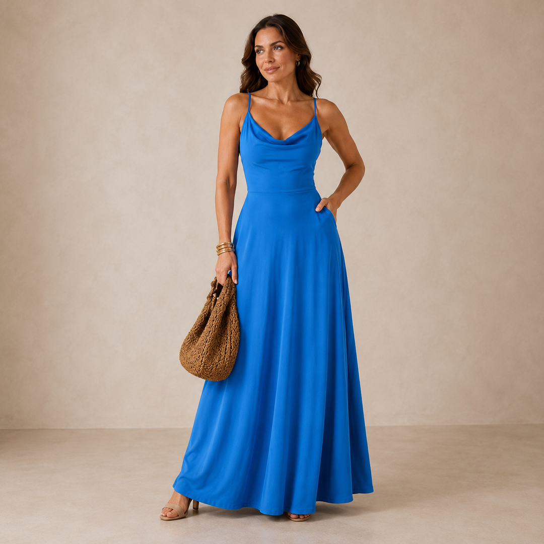ELVENA™ | Cowl-Neck Maxi Dress