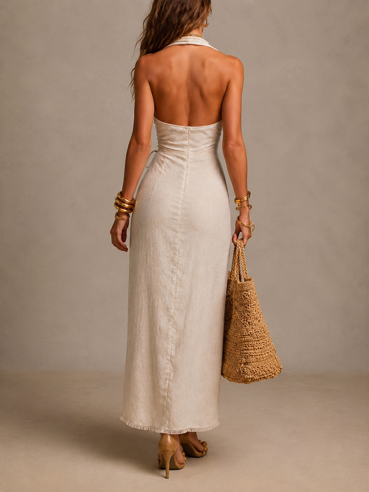 Tatiana | Midi dress with a crossover neckline and lace