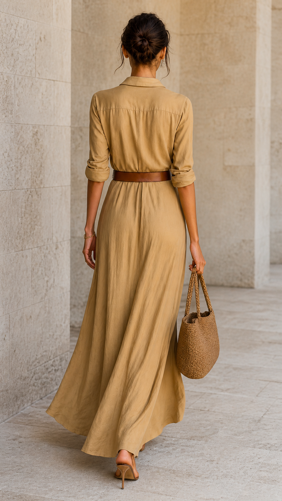 La Rochelle Long Dress with Belt