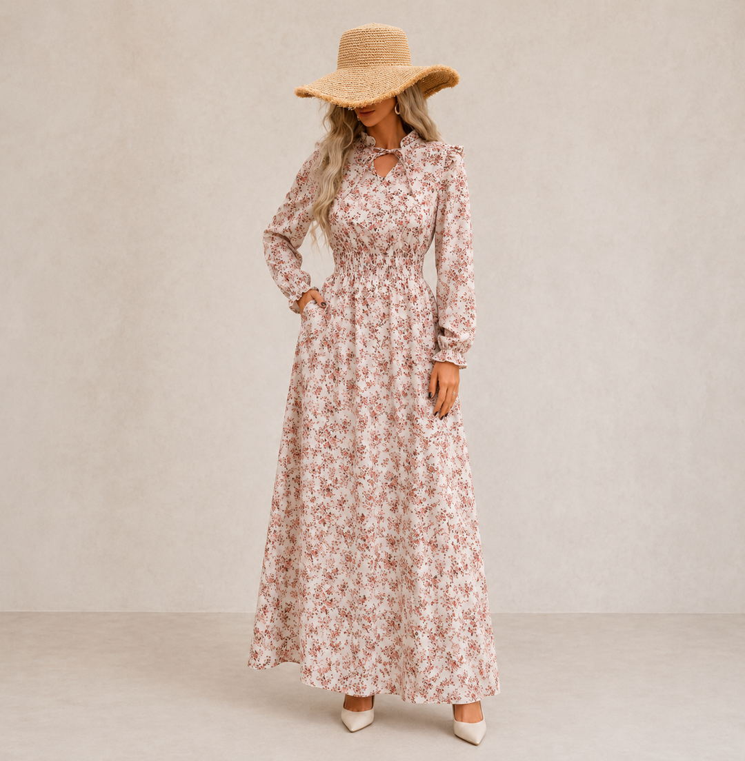ELVENA™ | Romantic Long-Sleeve Maxi Dress
