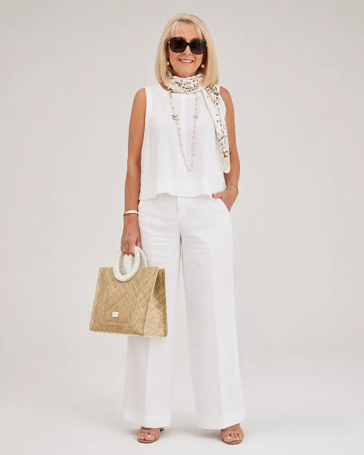 Trinidad™ | White Set Blouse and Wide-Leg Pants