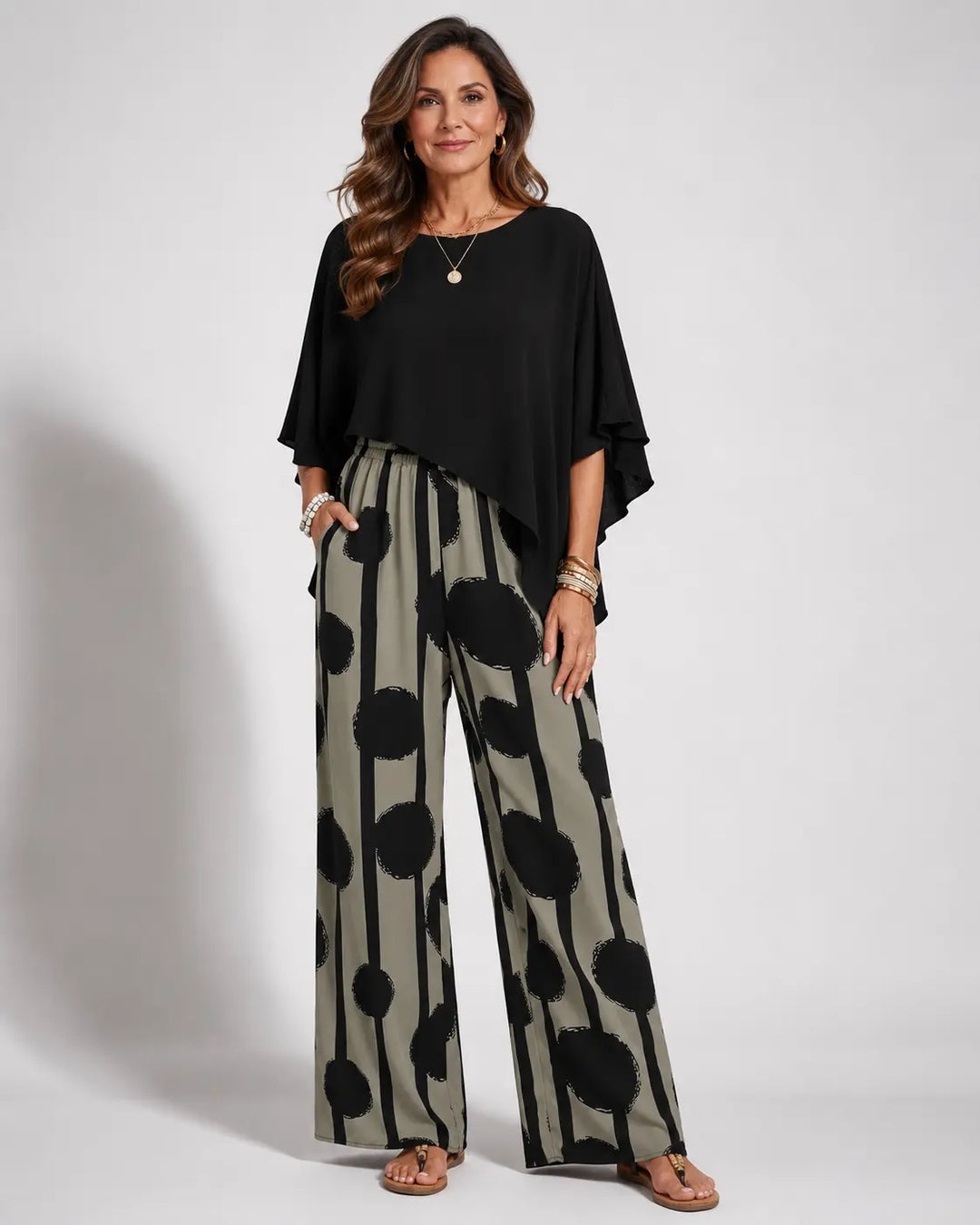 Valeriana™ | Asymmetric Top and Boho Pants Set