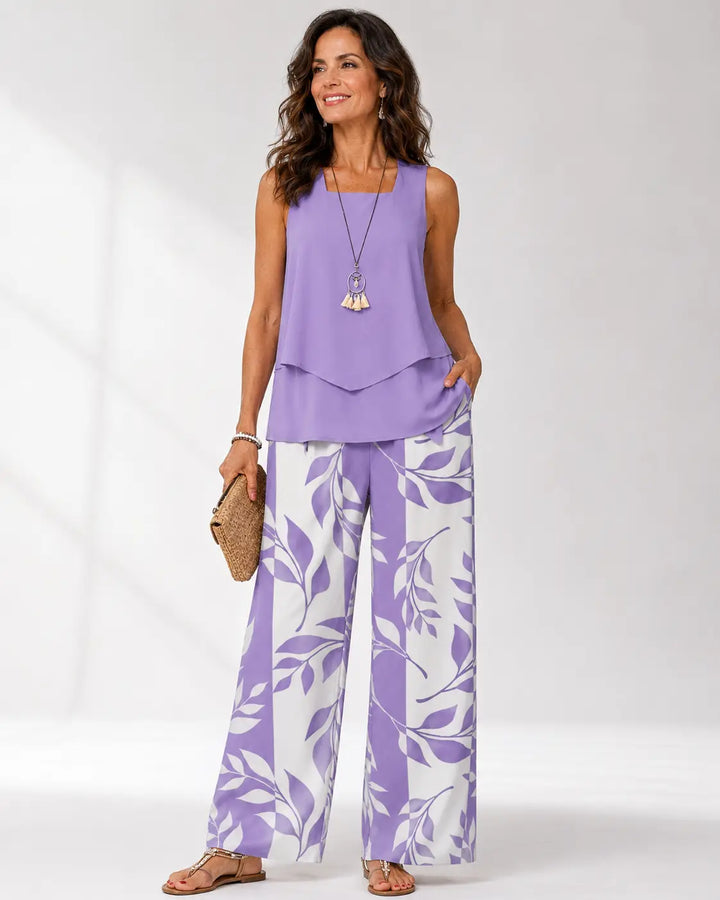 Justa™ | Lilac Set: Blouse and Botanical Print Pants