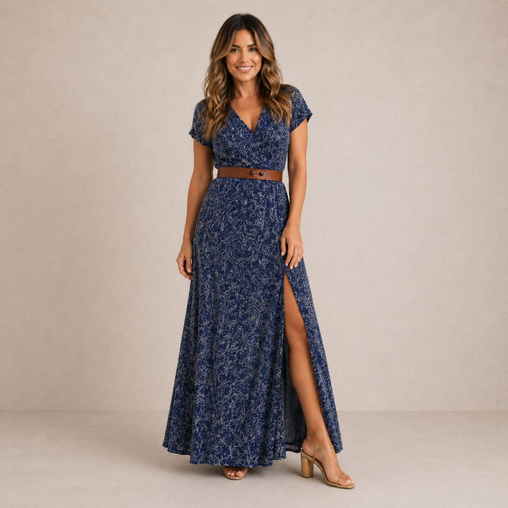 ELVENA™ | Floral Belted Maxi Dress