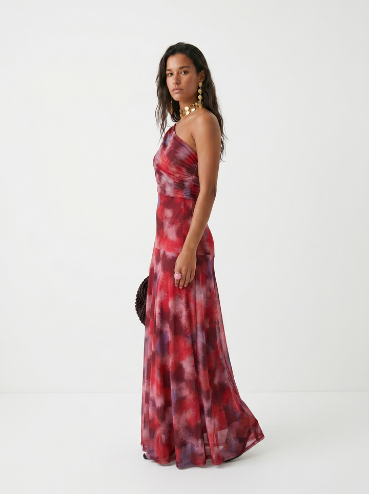 ELVENA™ | One-Shoulder Print Maxi Dress