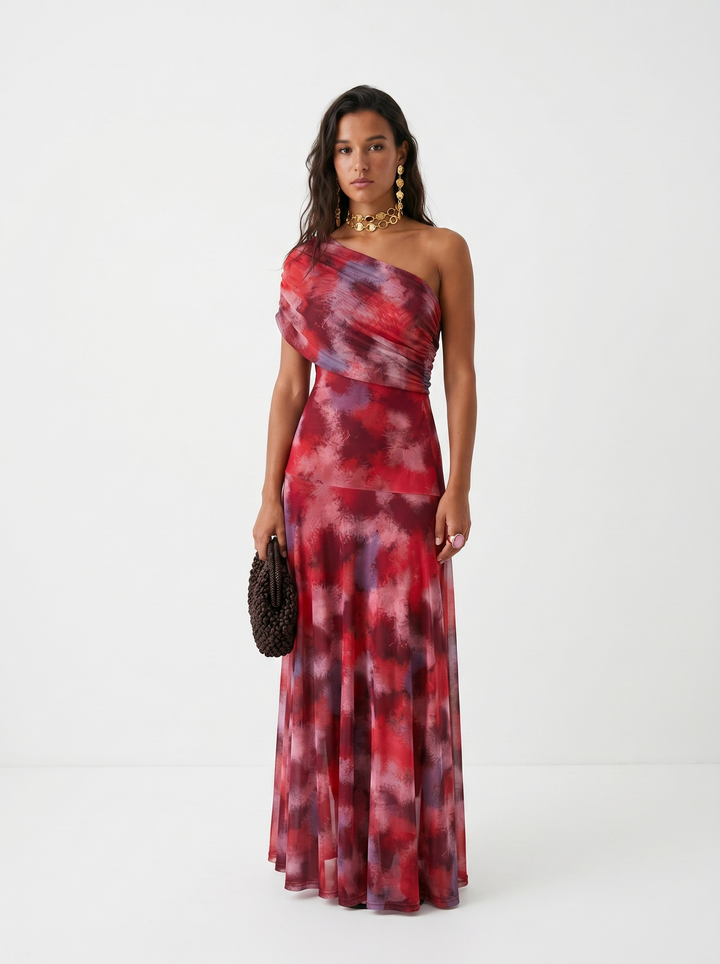 ELVENA™ | One-Shoulder Print Maxi Dress