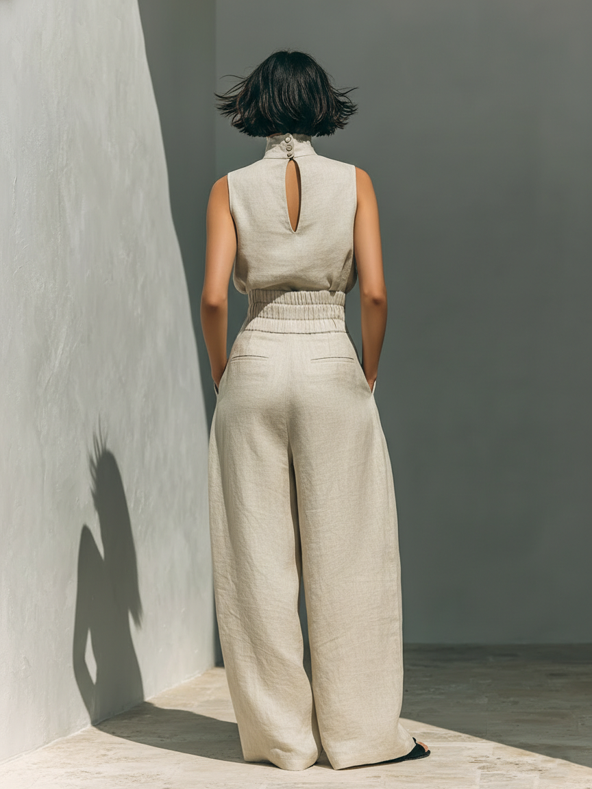 Venancia™ | Minimalist Top and Wide-Leg Pants Set