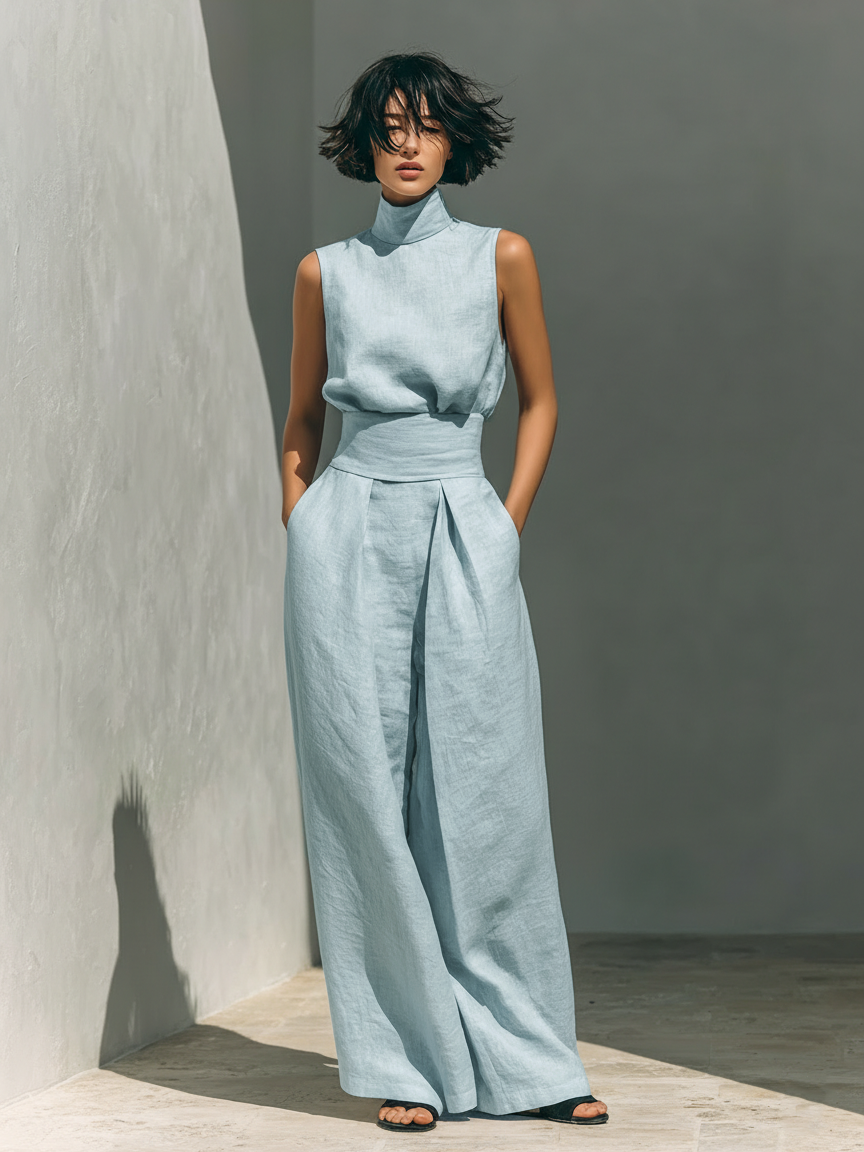 Venancia™ | Minimalist Top and Wide-Leg Pants Set