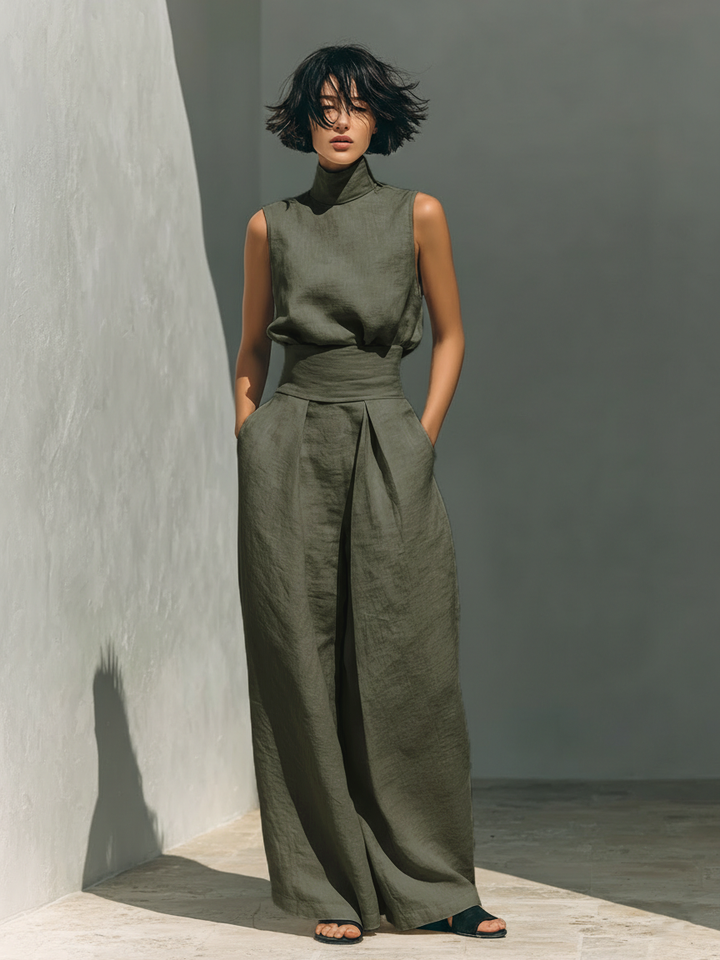 Venancia™ | Minimalist Top and Wide-Leg Pants Set