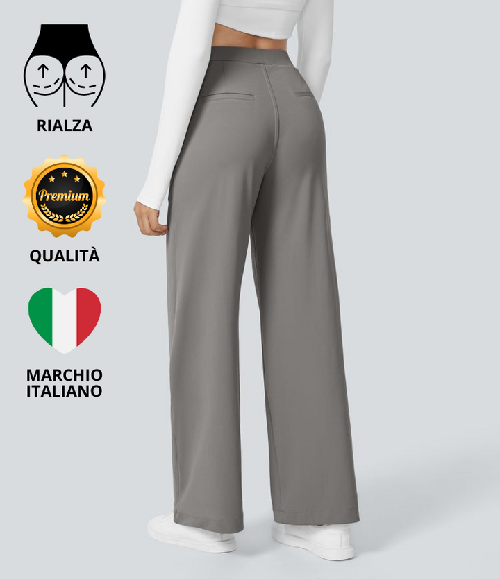 ColaTek Air™ Flared Trousers with High Waist and Side Zip Pockets