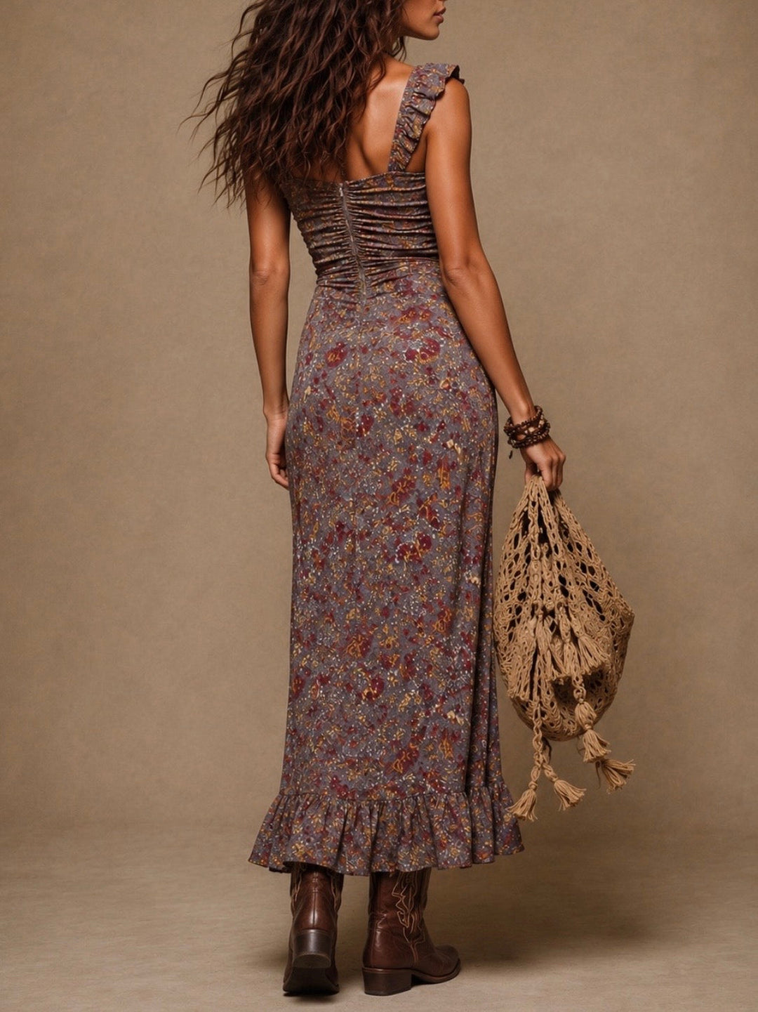 Nala - Floral maxi dress with side slit