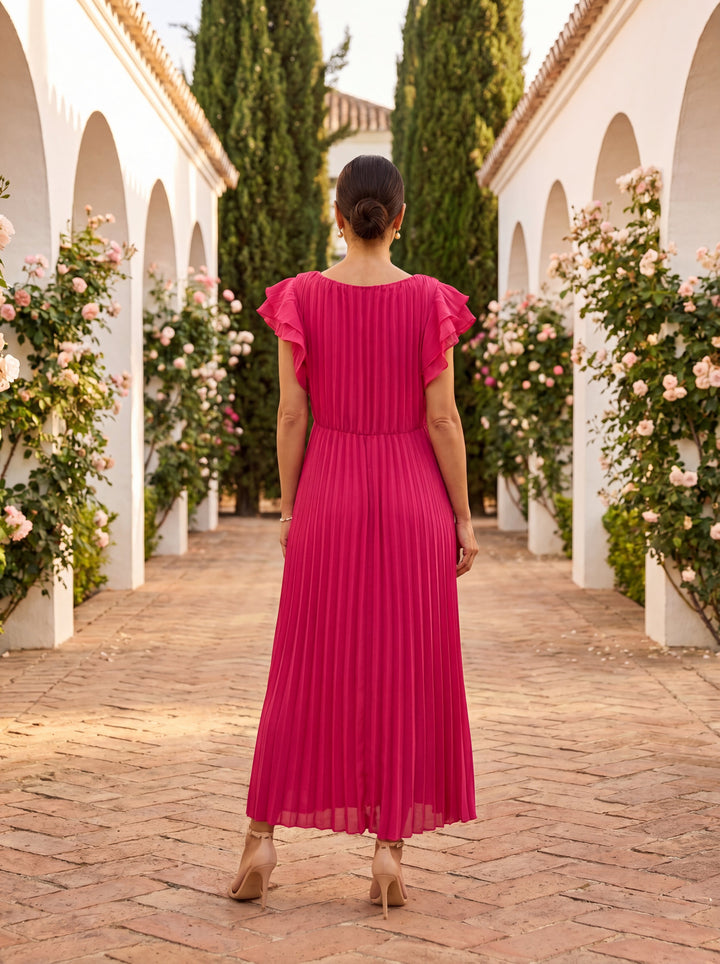 Seraphina | Elegant Pleated Maxi Dress with a Tied Waist