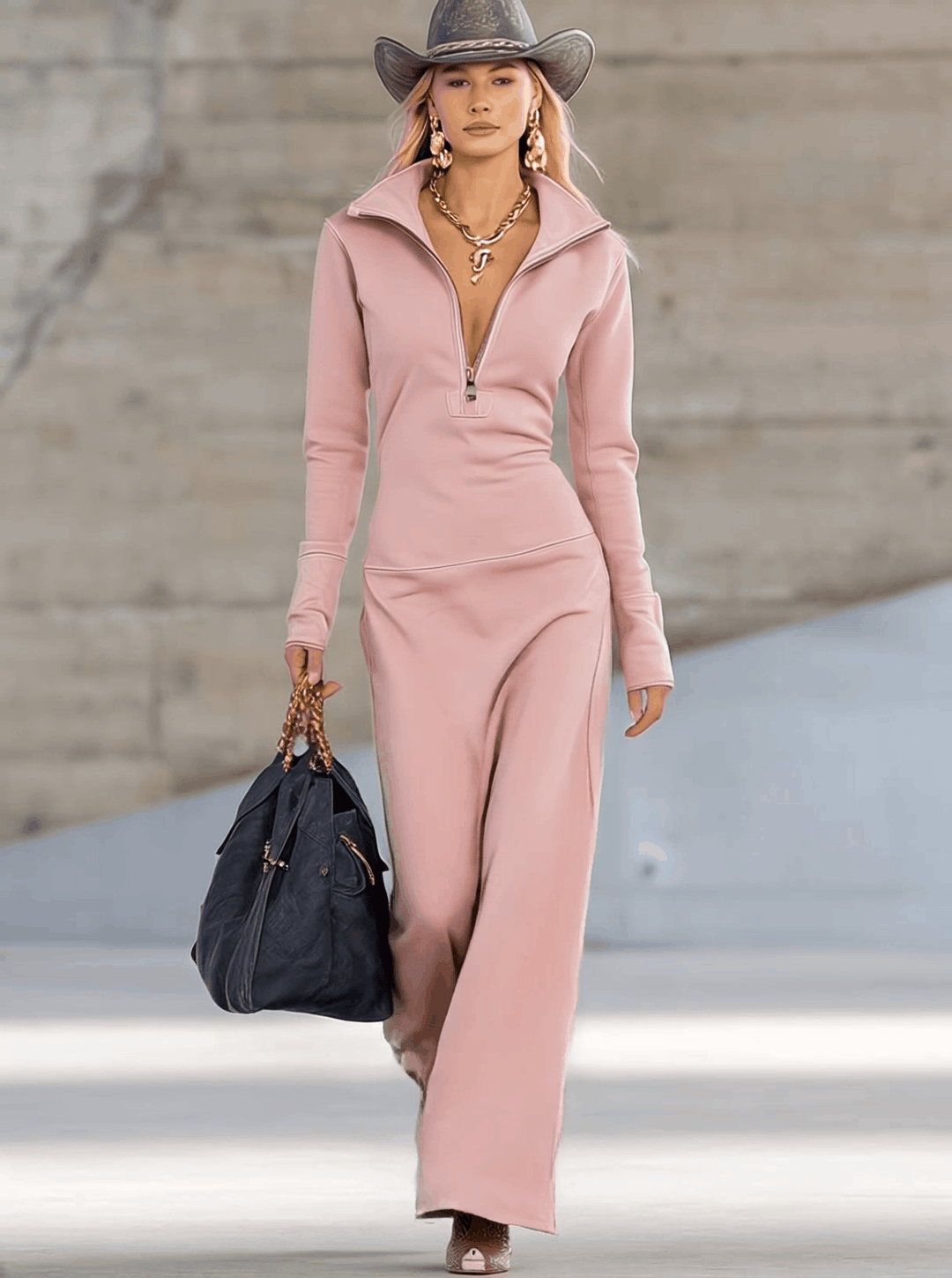 Amelia - Sports Dress with Zip and V-Neck