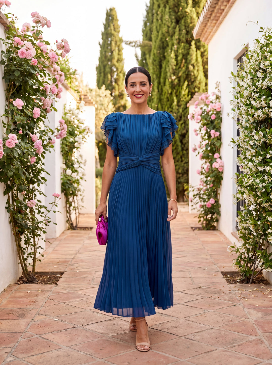 Seraphina | Elegant Pleated Maxi Dress with a Tied Waist