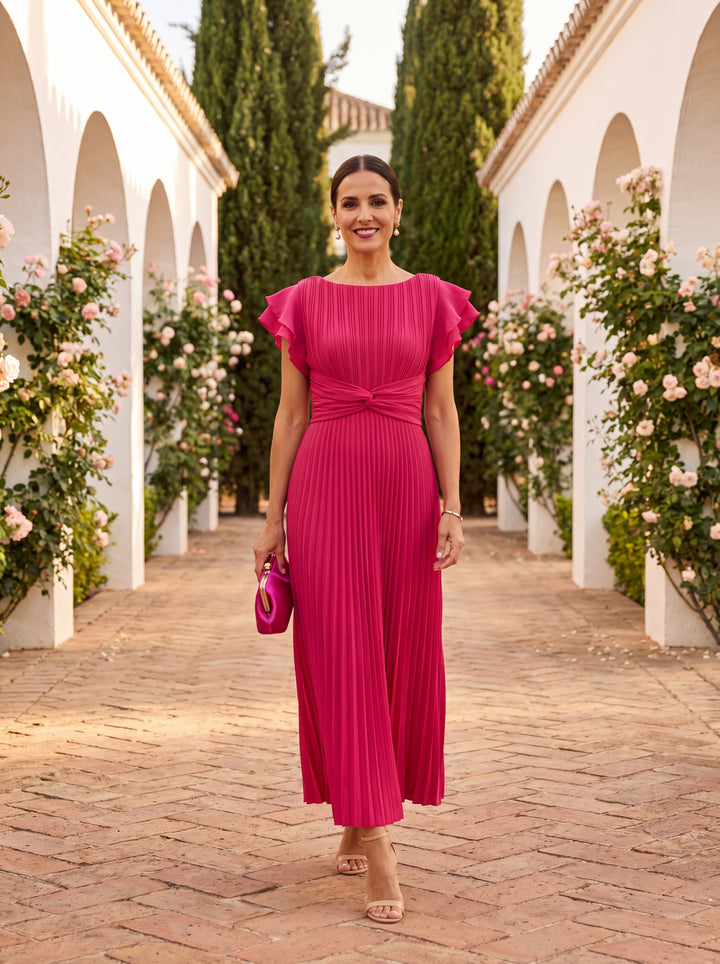 Seraphina | Elegant Pleated Maxi Dress with a Tied Waist