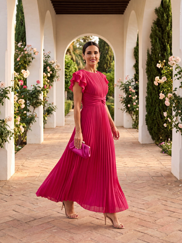 Seraphina | Elegant Pleated Maxi Dress with a Tied Waist